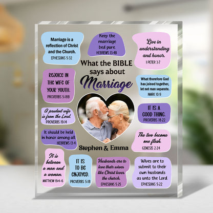 What The Bible Says About Marriage - Personalized Custom Shaped Squared Acrylic Plaque