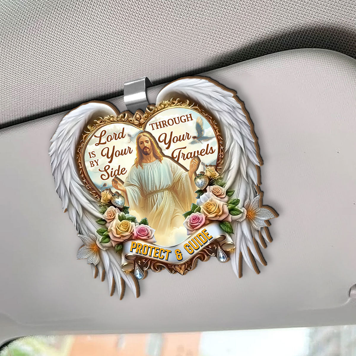 Lord Is By Your Side, Through Your Travels - Car Visor Clip