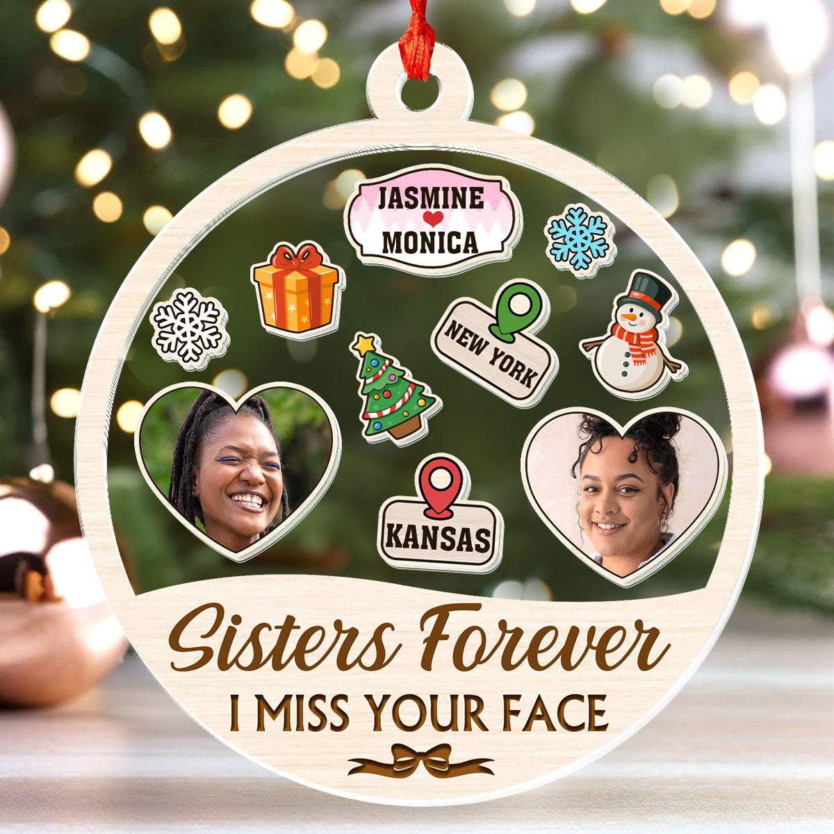 I Miss Your Face - Personalized 3 Layered Christmas Shaker Ornament