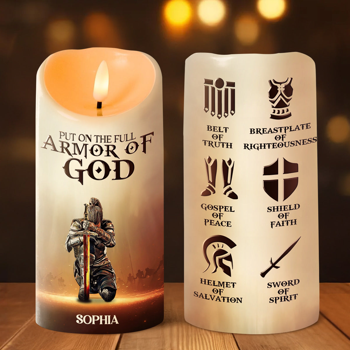 Put On The Full Armor Of God - Personalized Flameless LED Candle