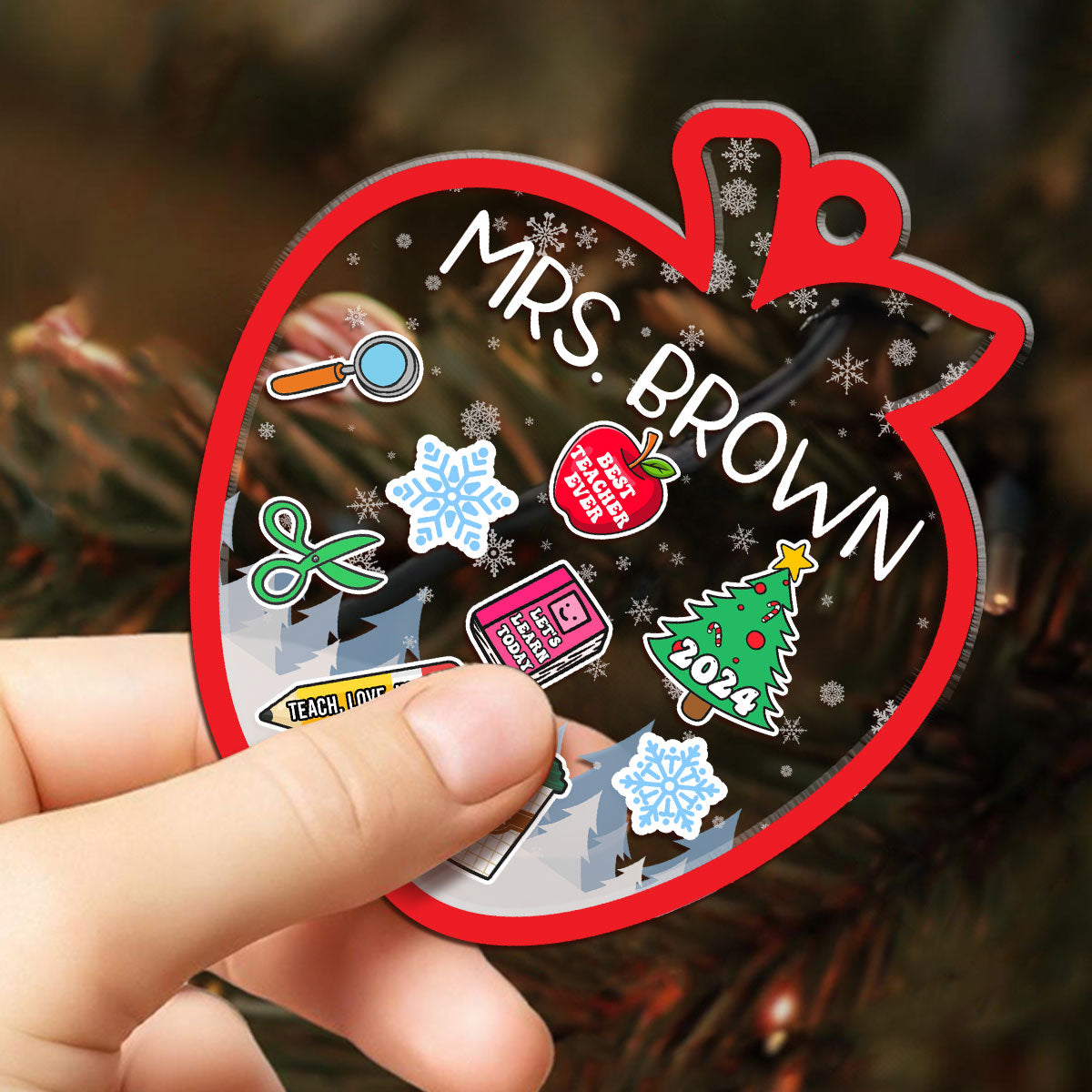 Teacher 2024 Christmas - Personalized 3 Layered Christmas Shaker Ornament FCCSOLEHA2481M