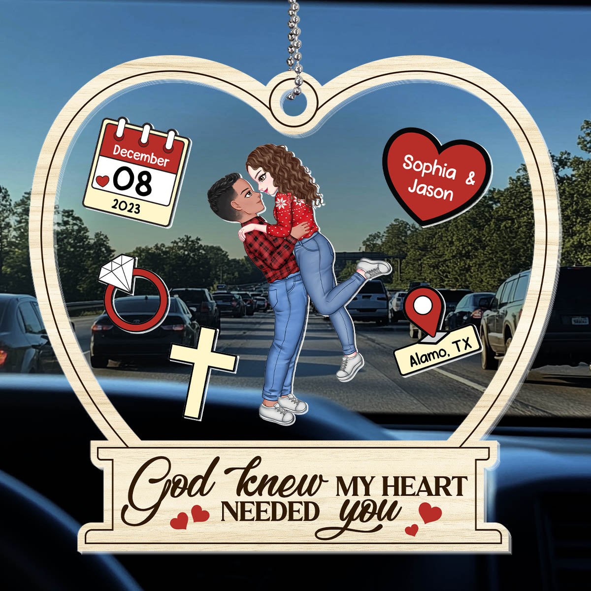 God Knew My Heart Needed You - Personalized Car Shaker Ornament