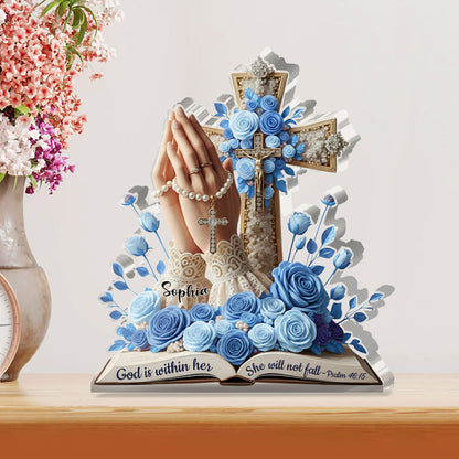 God Is Within Her She Will Not Fall  - Personalized Custom Shaped Squared Acrylic Plaque