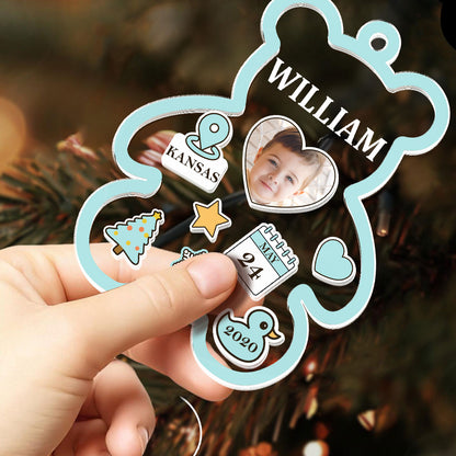 Cute Bear - Personalized 3 Layered Christmas Shaker Ornament