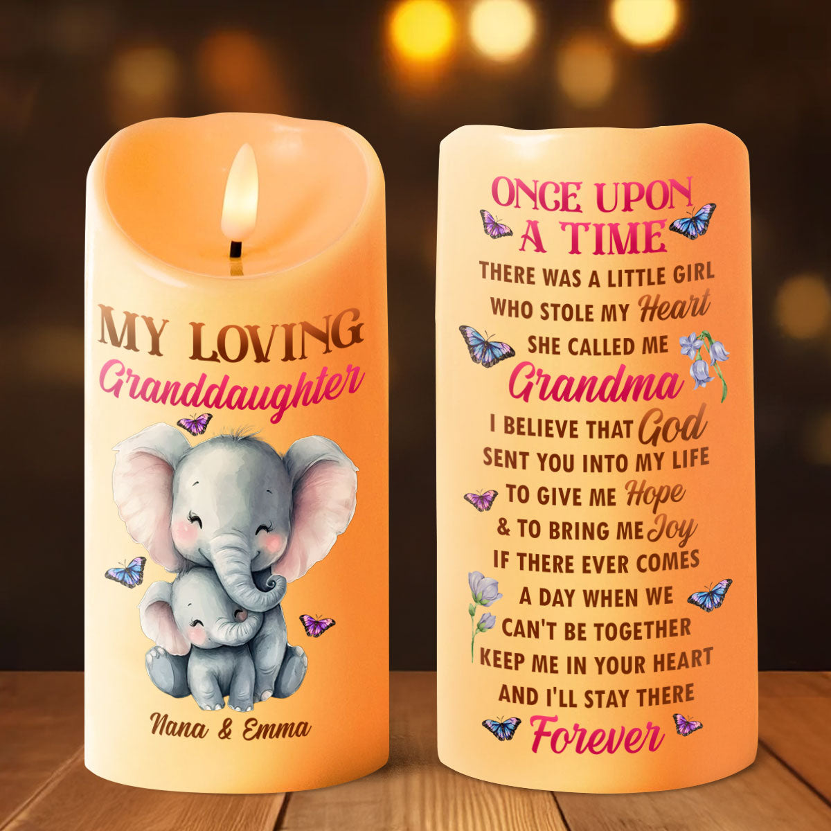 To My Granddaughter I Love You - Personalized Flameless LED Candle