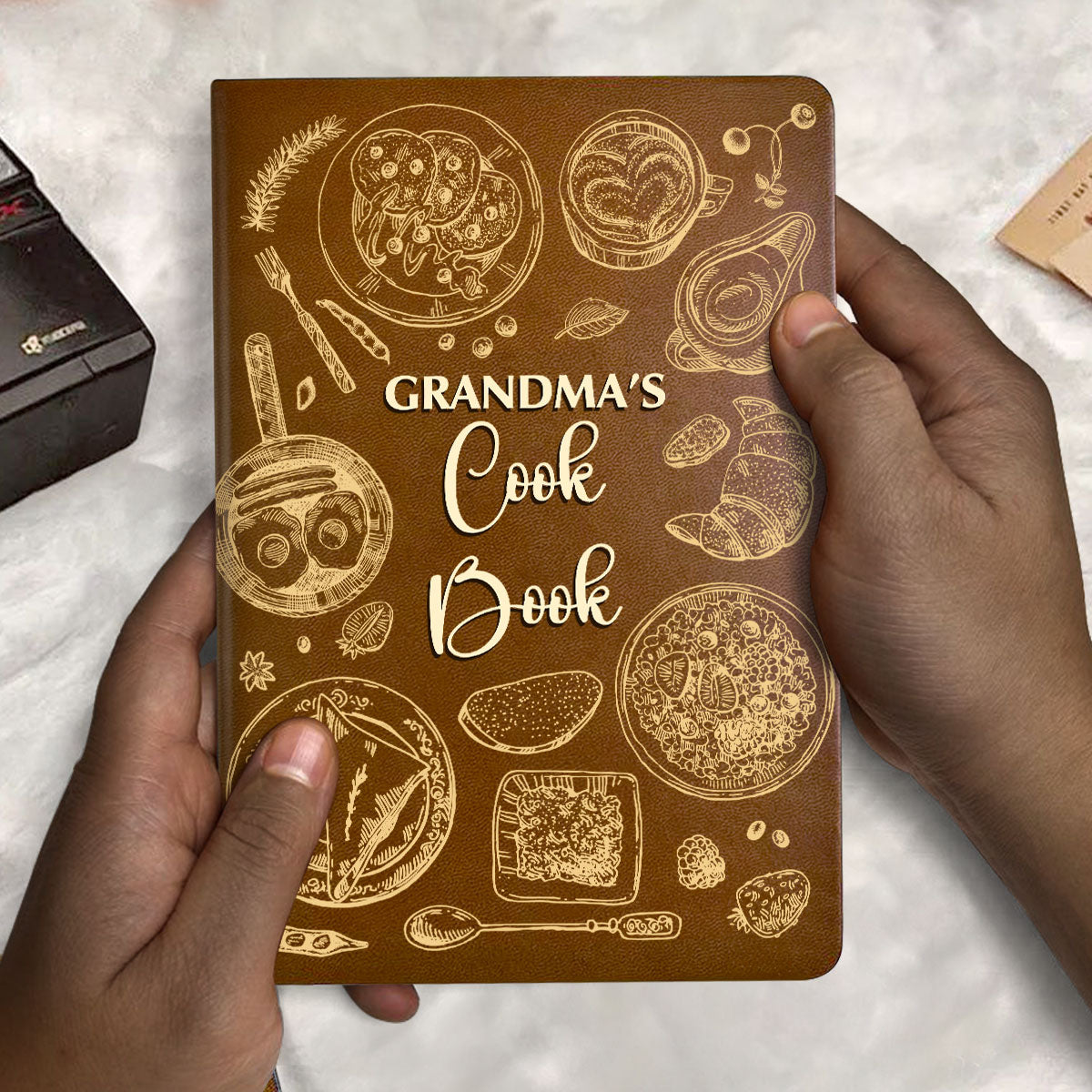 Grandma's Recipe Book - Personalized Leather Cover Notebook