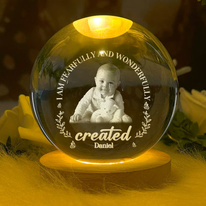 I Am Fearfully And Wonderfully Created - Personalized Crystal Ball Night Light