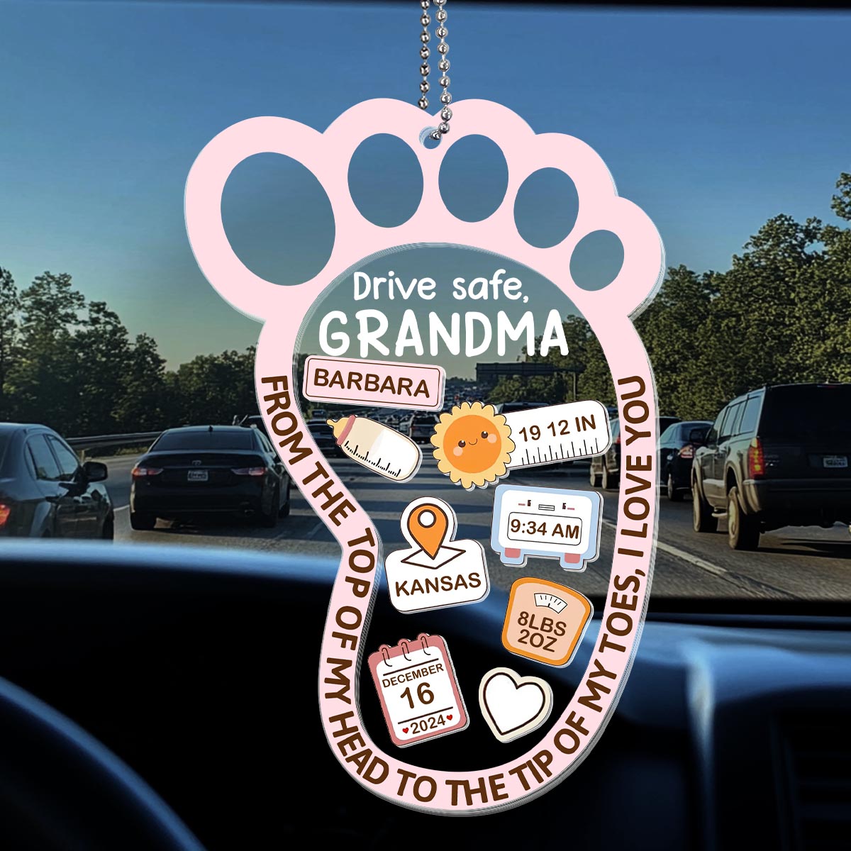 I Love You To Tips Of My Toes - Personalized Car Shaker Ornament