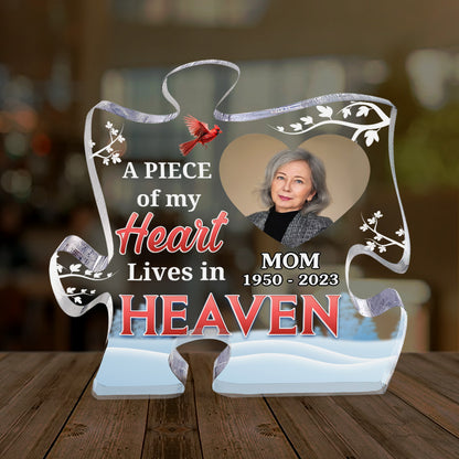 A Piece Of My Heart Lives In Heaven Memorial - Personalized Custom Shaped Squared Acrylic Plaque FCAPPLEHA2030L