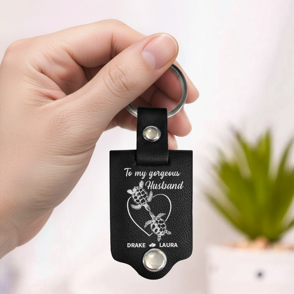 Meeting You Was Fate - Personalized Leather Photo Keychain