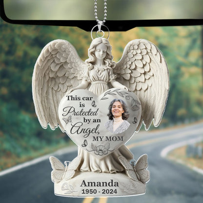 Protected By An Angel - Personalized 1-Side Car Acrylic Hanging Ornament