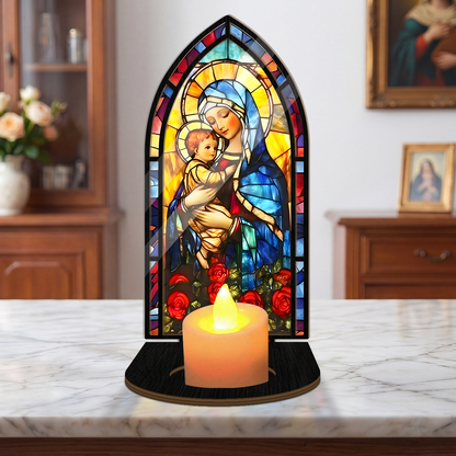 Radiant Madonna And Child - Personalized Candle Holder
