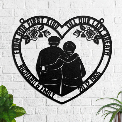 From Our First Kiss Till Our Last Breath - Personalized Metal Wall Art Sign