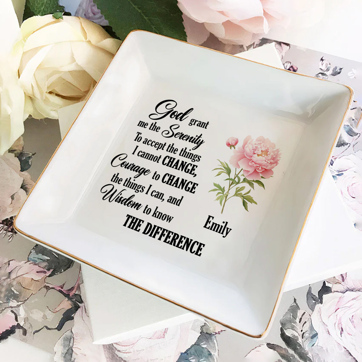 The Serenity Prayer Birth Month Flowers - Personalized Jewelry Dish FCJDLETN2261TA