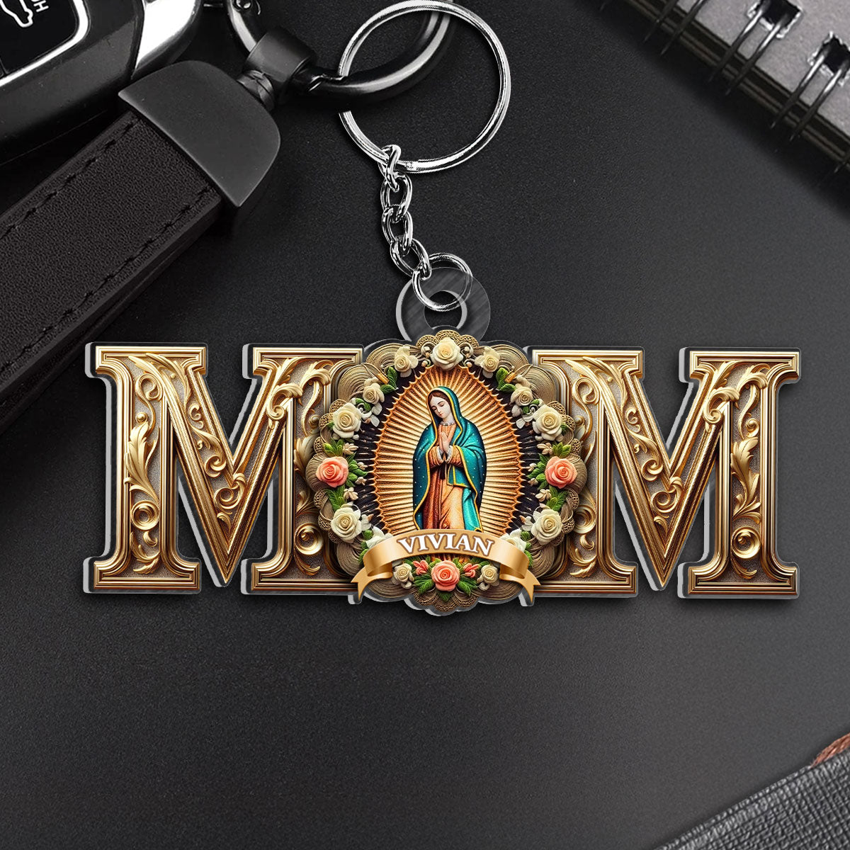 Vintage Virgin Mary Mom - Personalized Acrylic Keychain