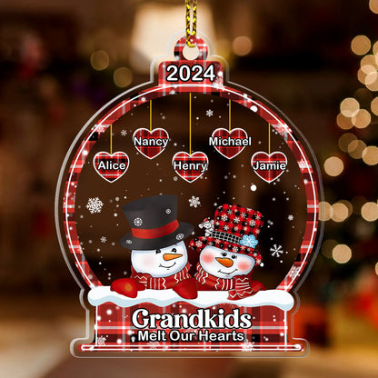 Grandkids Melt My Heart Snow Globe - Personalized 1-Side Acrylic Ornament FCACOLETN2730L