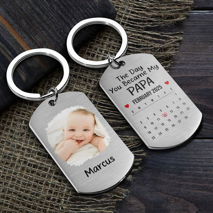 The Day You Became My Daddy - Personalized Stainless Steel Keychain