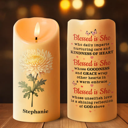 Blessed Is She - Personalized Flameless LED Candle