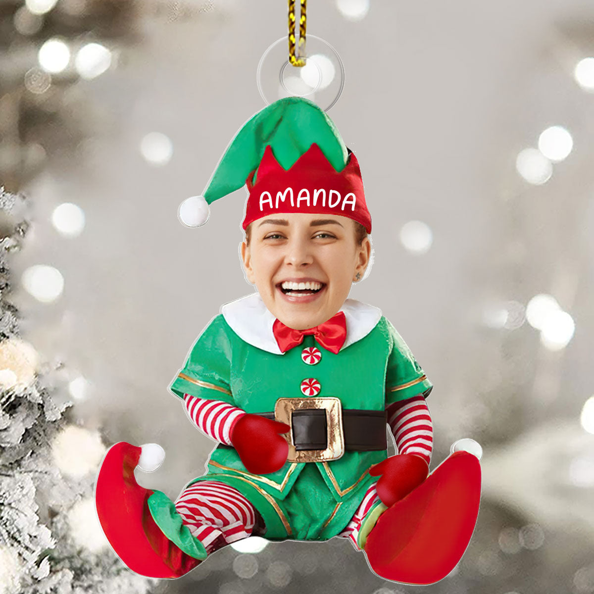 Cute Baby Elf Costume - Personalized 1-Side Acrylic Ornament FCACOLEHA2660L