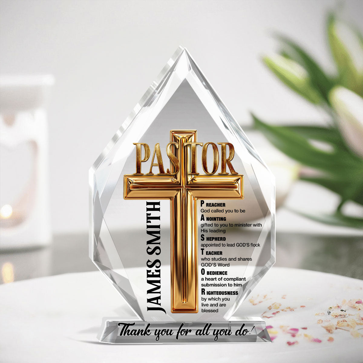 To My Pastor - Personalized Custom Shaped Squared Acrylic Plaque