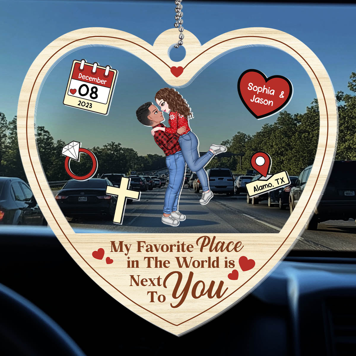 Next To You - Personalized Car Shaker Ornament