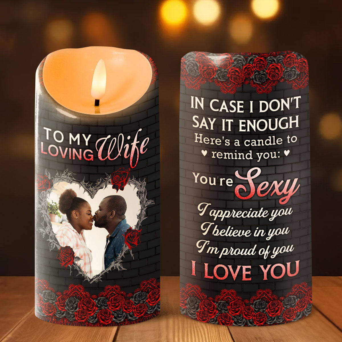 To My Loving Wife - Personalized Flameless LED Candle