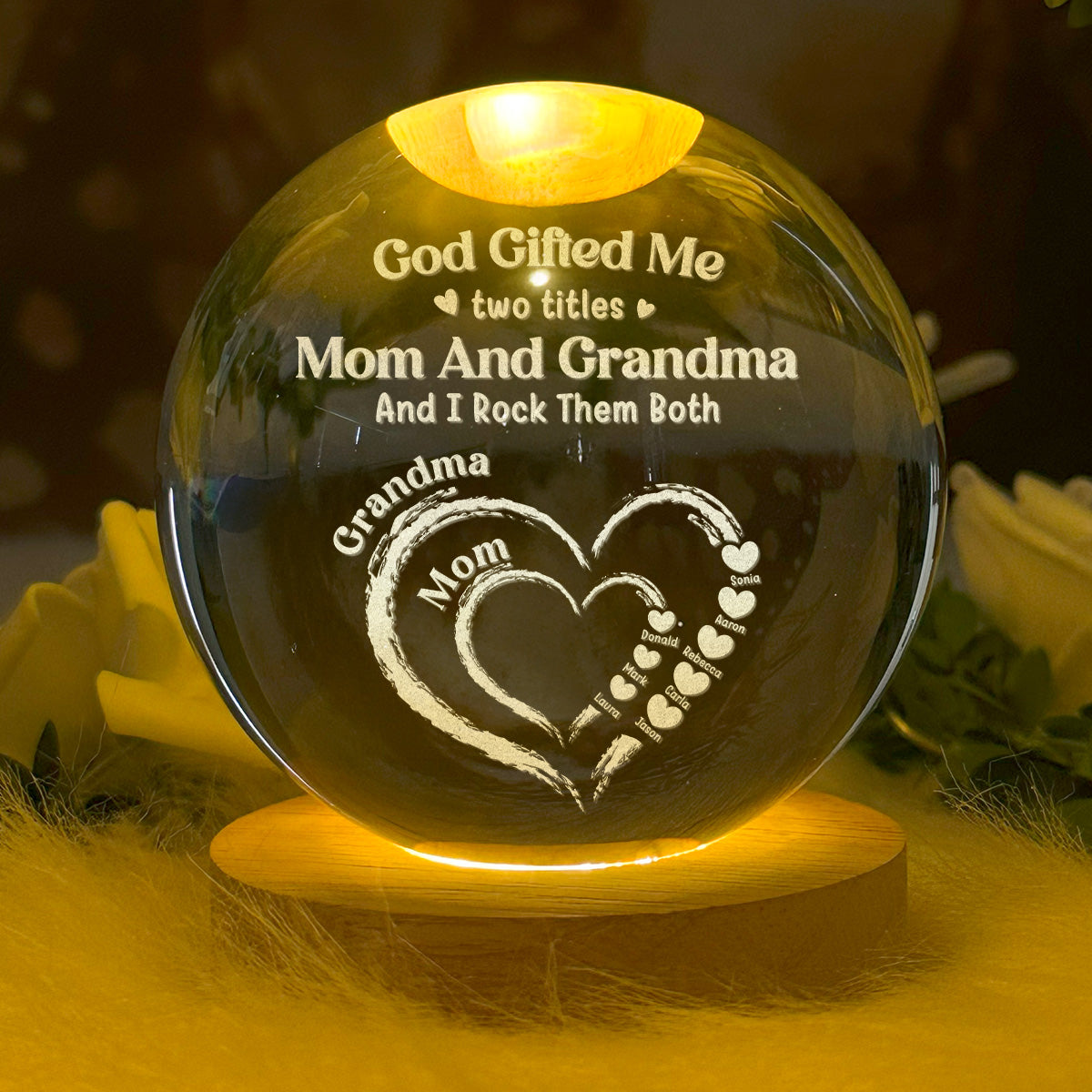 God Gifted Me Two Titles - Personalized Crystal Ball Night Light