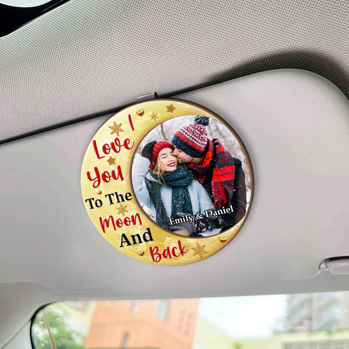 I Love You To The Moon And Back - Personalized Car Visor Clip FCCVCLEHA2137M