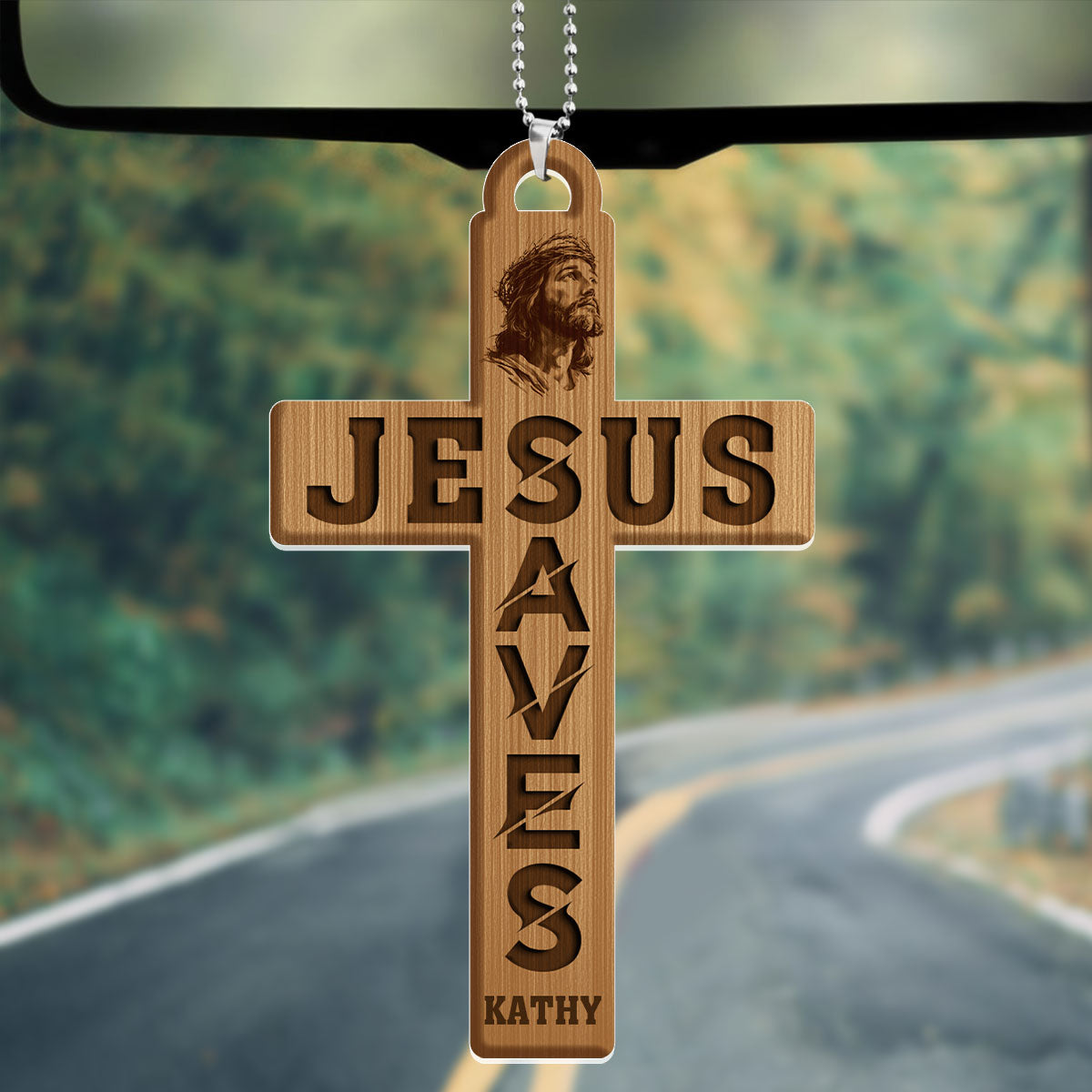 Jesus Saves Me - Personalized 1-Side Car Acrylic Hanging Ornament