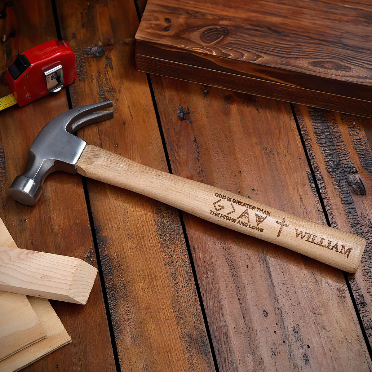 God Is Greater Than - Personalized Wooden Hammer