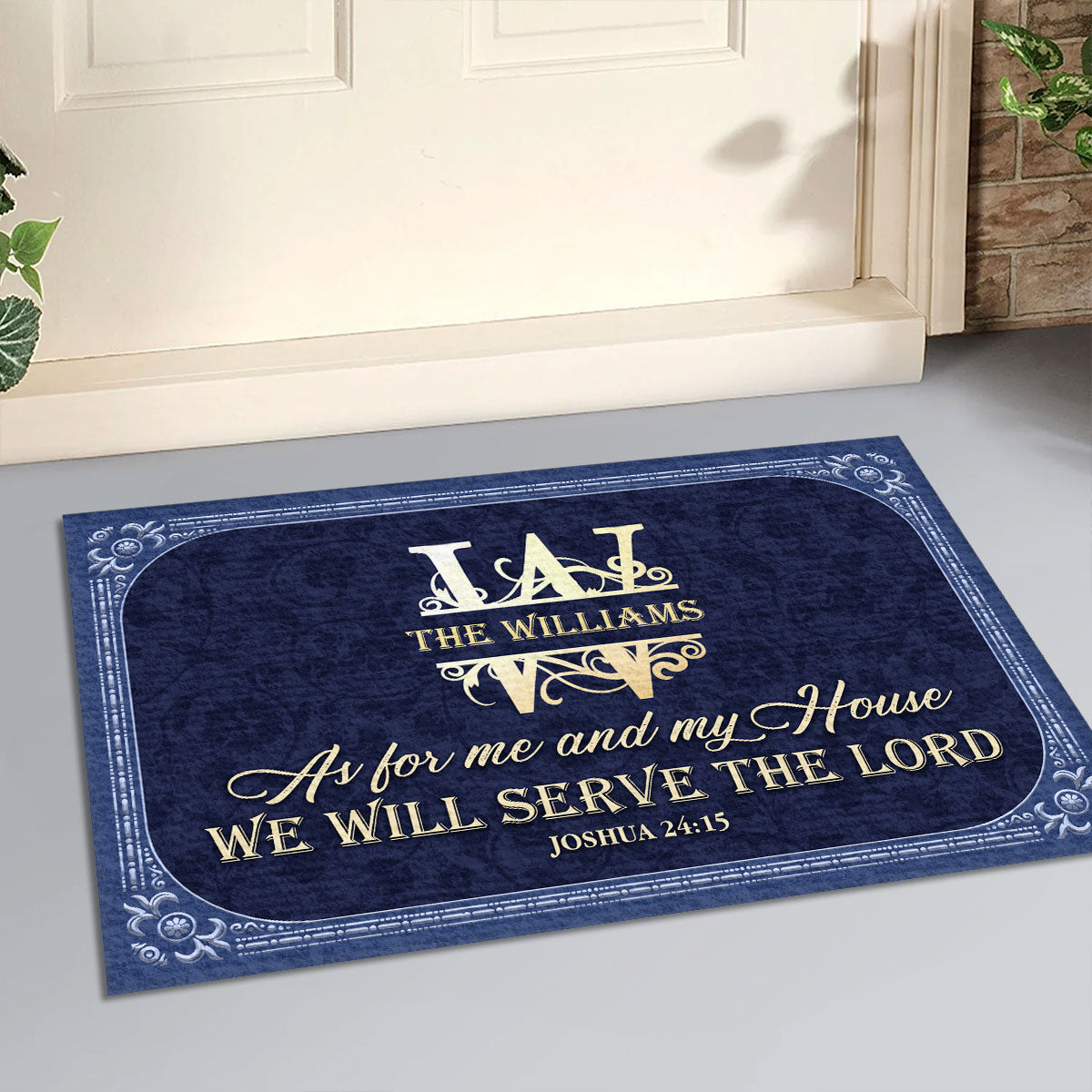 As For Me And My House We Will Serve The Lord - Personalized Doormat