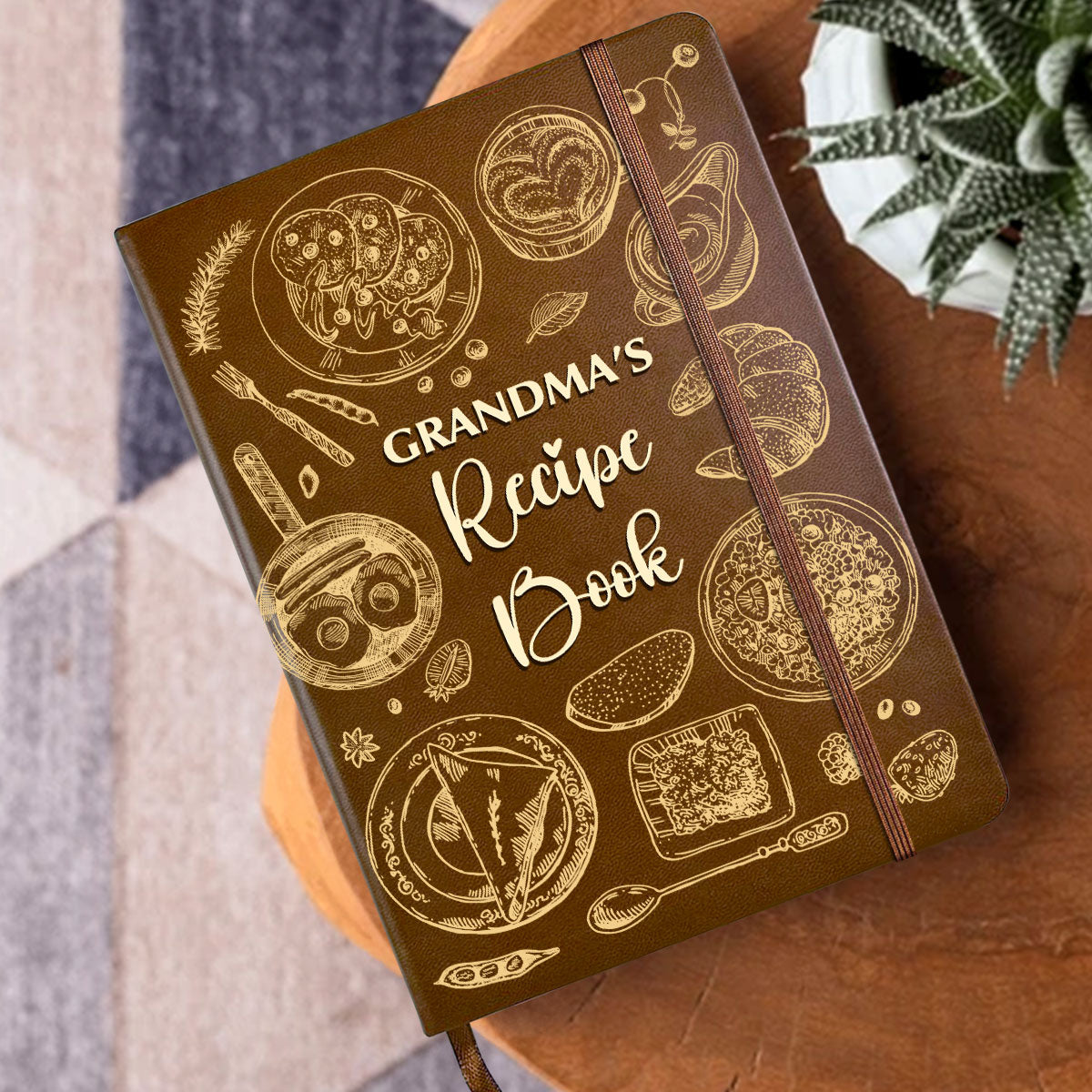 Grandma's Recipe Book - Personalized Leather Cover Notebook