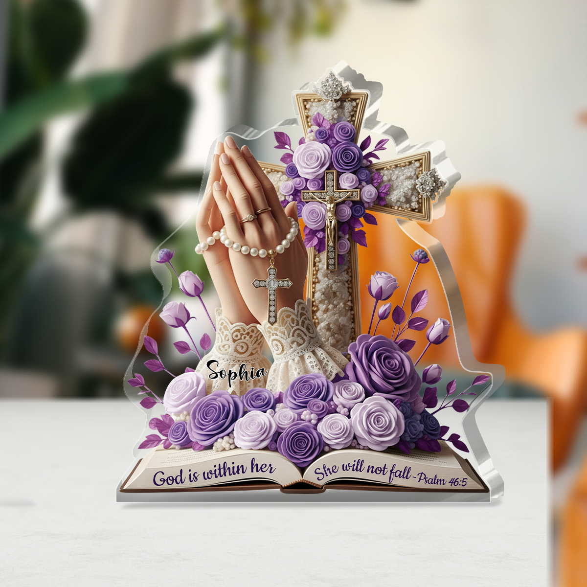 God Is Within Her She Will Not Fall  - Personalized Custom Shaped Squared Acrylic Plaque