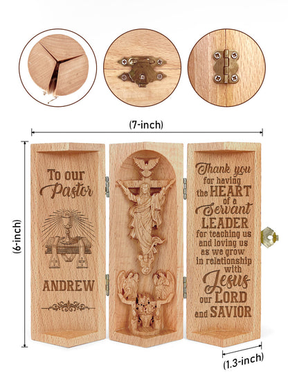 To Our Pastor - Personalized Openable Wooden Cylinder Sculpture of Jesus Christ