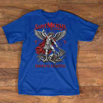 Saint Michael The Archangel Defend Us In Battle -  2D Unisex T-shirt