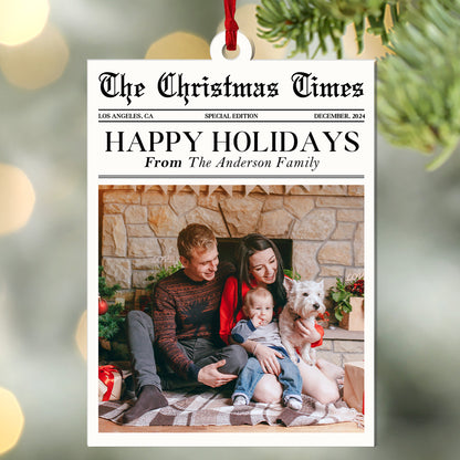 The Christmas Time Family Newspaper - Personalized 1-Side Acrylic Ornament