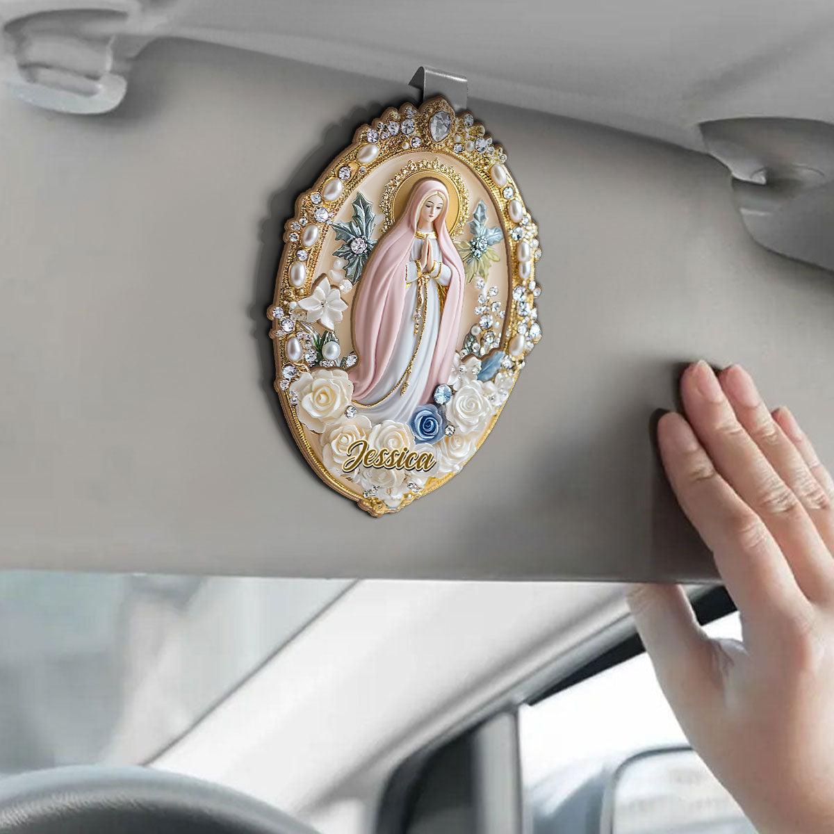 Holy Grace Virgin Mary - Personalized Car Visor Clip