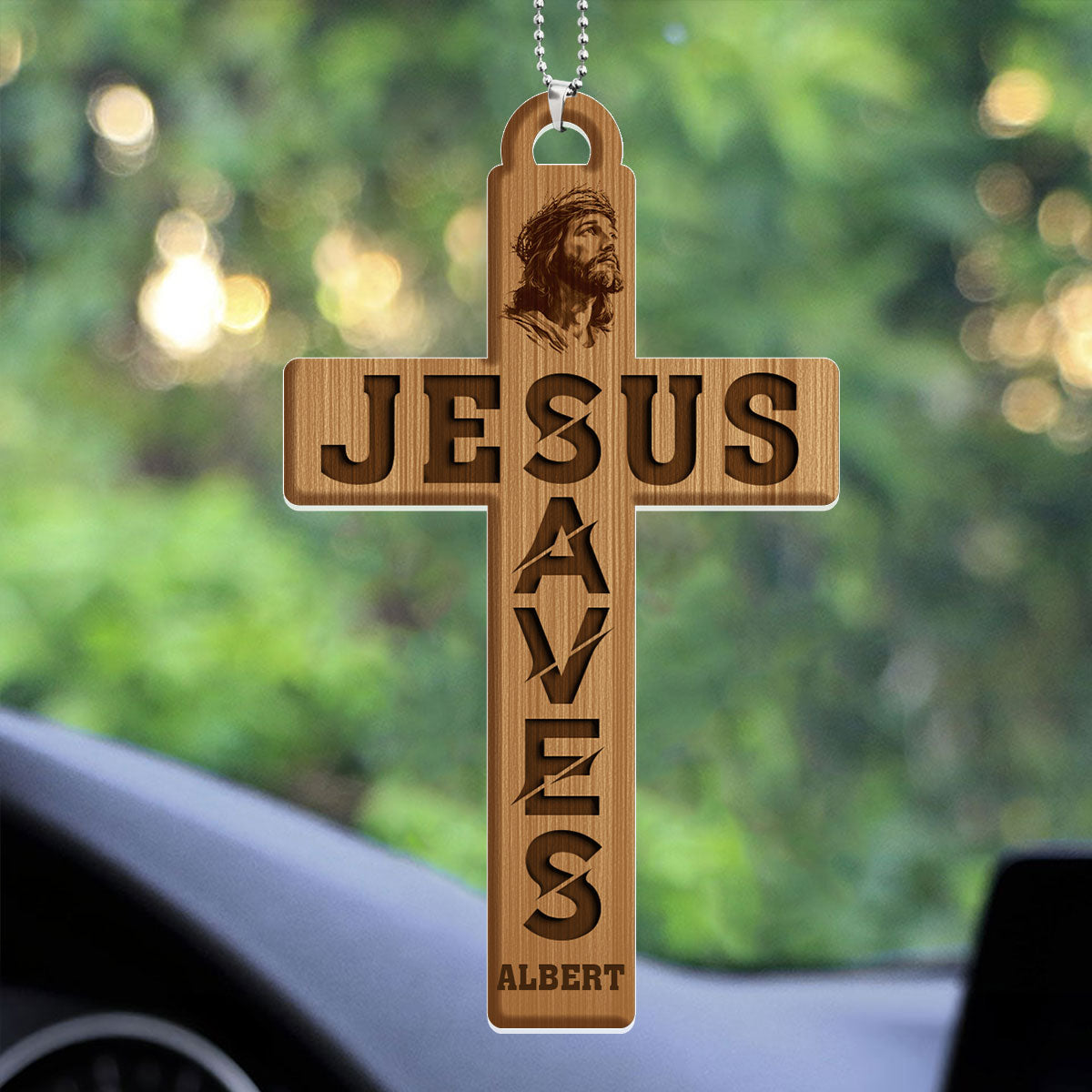 Jesus Saves Me - Personalized 1-Side Car Acrylic Hanging Ornament