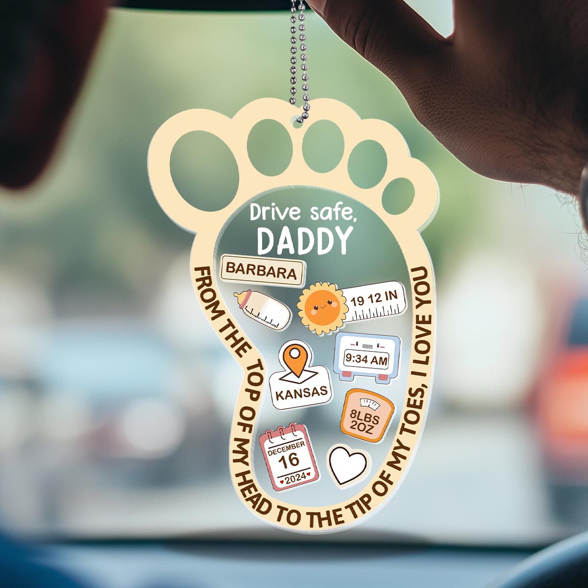 I Love You To Tips Of My Toes - Personalized Car Shaker Ornament