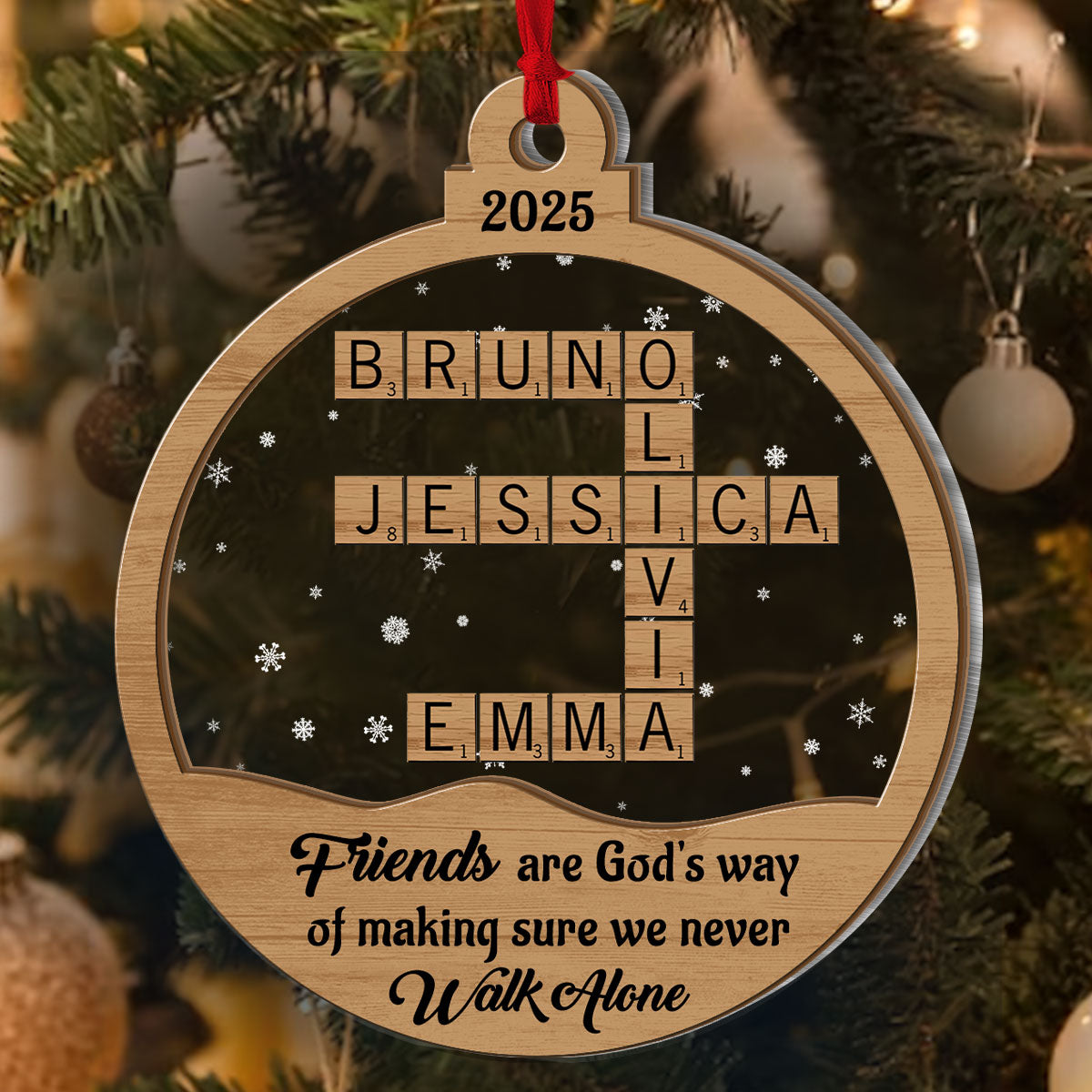 Friends, Siblings We Never Walk Alone - Personalized Wood & Acrylic Ornament