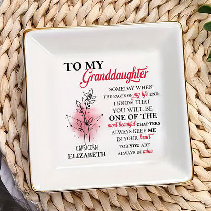 To My Granddaughter Keep Me in Your Heart - Personalized Jewelry Dish FCJDLEHA1974L