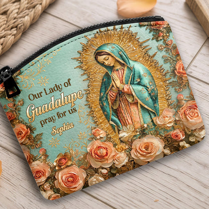 Our Lady Of Guadalupe Pray For Us - Personalized Leather Rosary Pouch