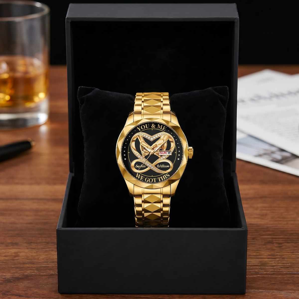Our Love Tells Time - Personalized Men's Wrist Watch
