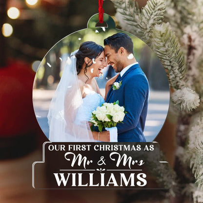 Our First Christmas As Mr & Mrs - Personalized 1-Side Acrylic Ornament