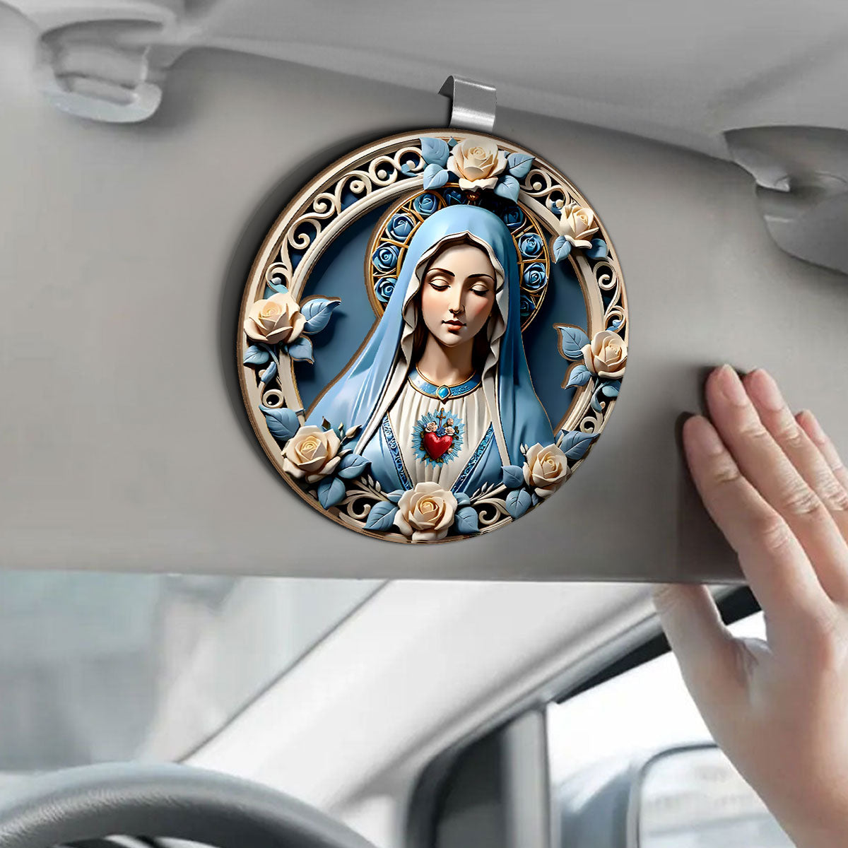 Sacred Heart of Mary -  Car Visor Clip
