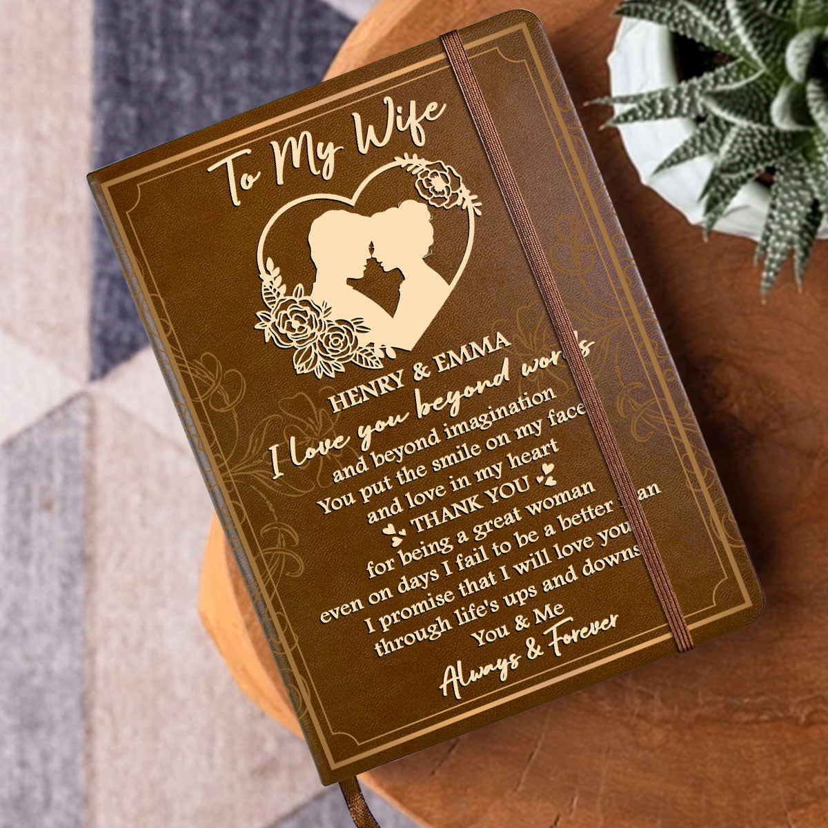 I Love You Beyond Words - Personalized Leather Cover Notebook