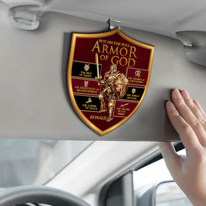 The Gospel Of Peace Put On The Full Armor Of God - Personalized Car Visor Clip FCCVCLETN2101L