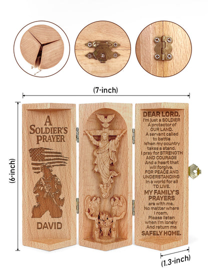 A Soldier's Prayer - Personalized Openable Wooden Cylinder Sculpture of Jesus Christ CVSH08