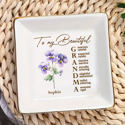 To My Beautiful Grandma - Personalized Jewelry Dish