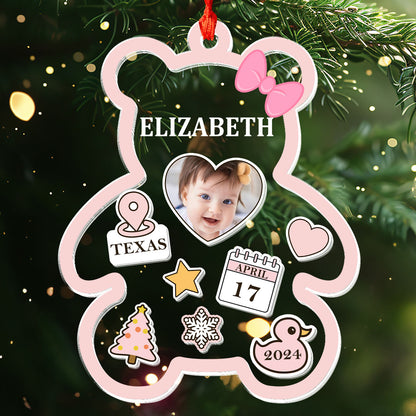 Cute Bear - Personalized 3 Layered Christmas Shaker Ornament